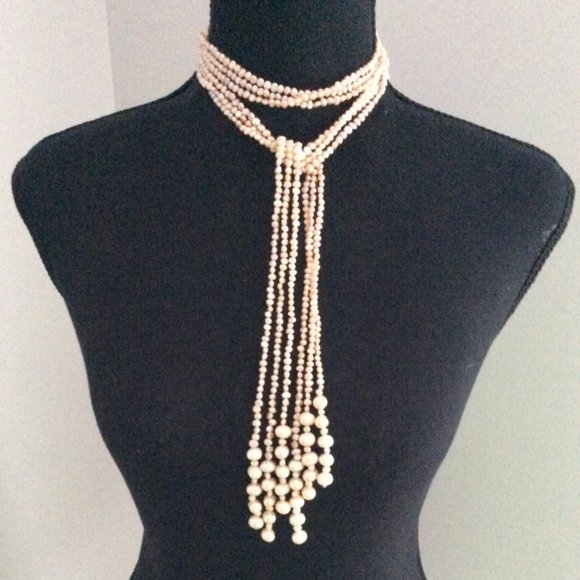Jewelry - 🌟🌸2x HOST PICK 🌟🌸 ESTATE Stunning Peach 3 Strand long GENUINE Pearl Necklace